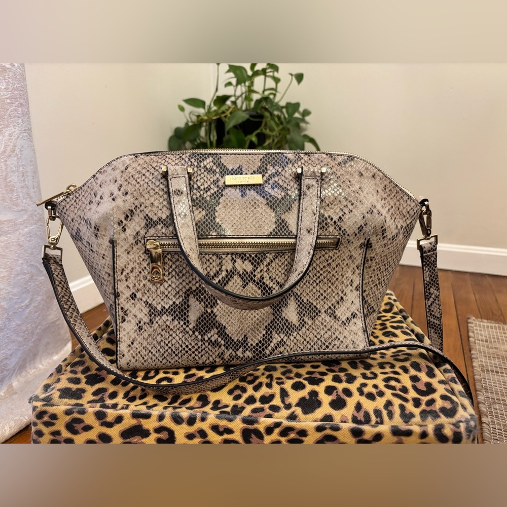 Rare Kate Spade Snakeskin Satchel Handbag | Neutral Print | Very Good Condition